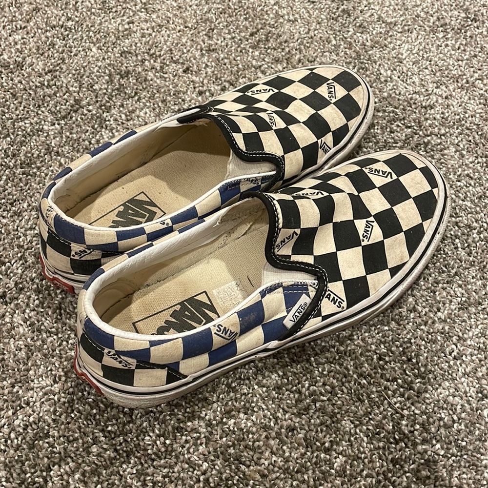 Blue Black White checkered vans